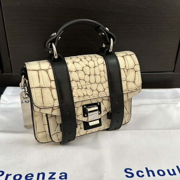 Proenza Schouler Crocodile Embossed Micro PS1 Satchel Off Shoulder Bag - Picture 3 of 9